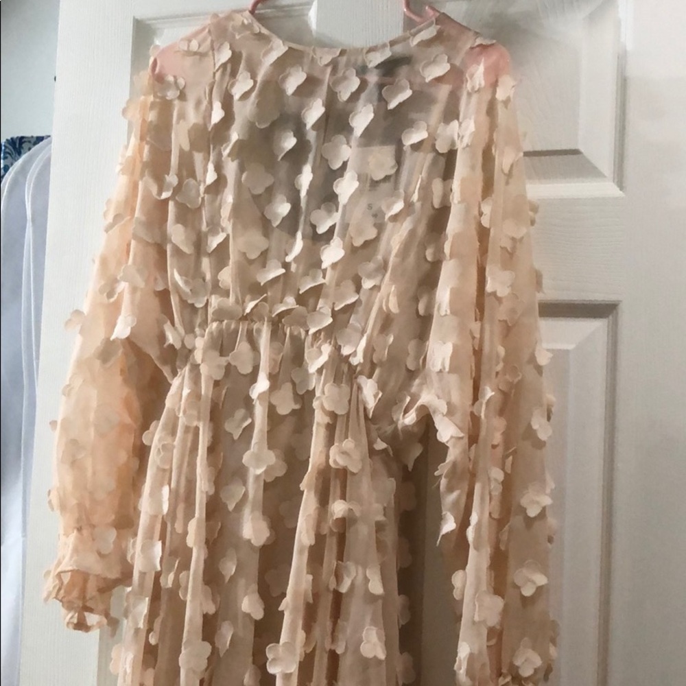 Long sleeve blush pink dress